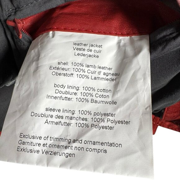 Mauritius Leather Women's Christy Scatter Star Red Leather Moto Jacket Size XS - Picture 7 of 16